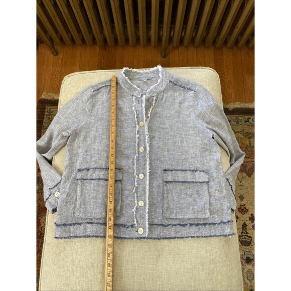 HABITAT S  Linen Woven Raw Hem Lightweight Blazer Jacket Lagenlook Pockets - Picture 6 of 10